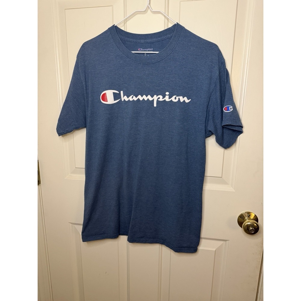 Champion T-Shirt Classic Swiss Blue Short Sleeve Graphic Tee | Men Size ( M )